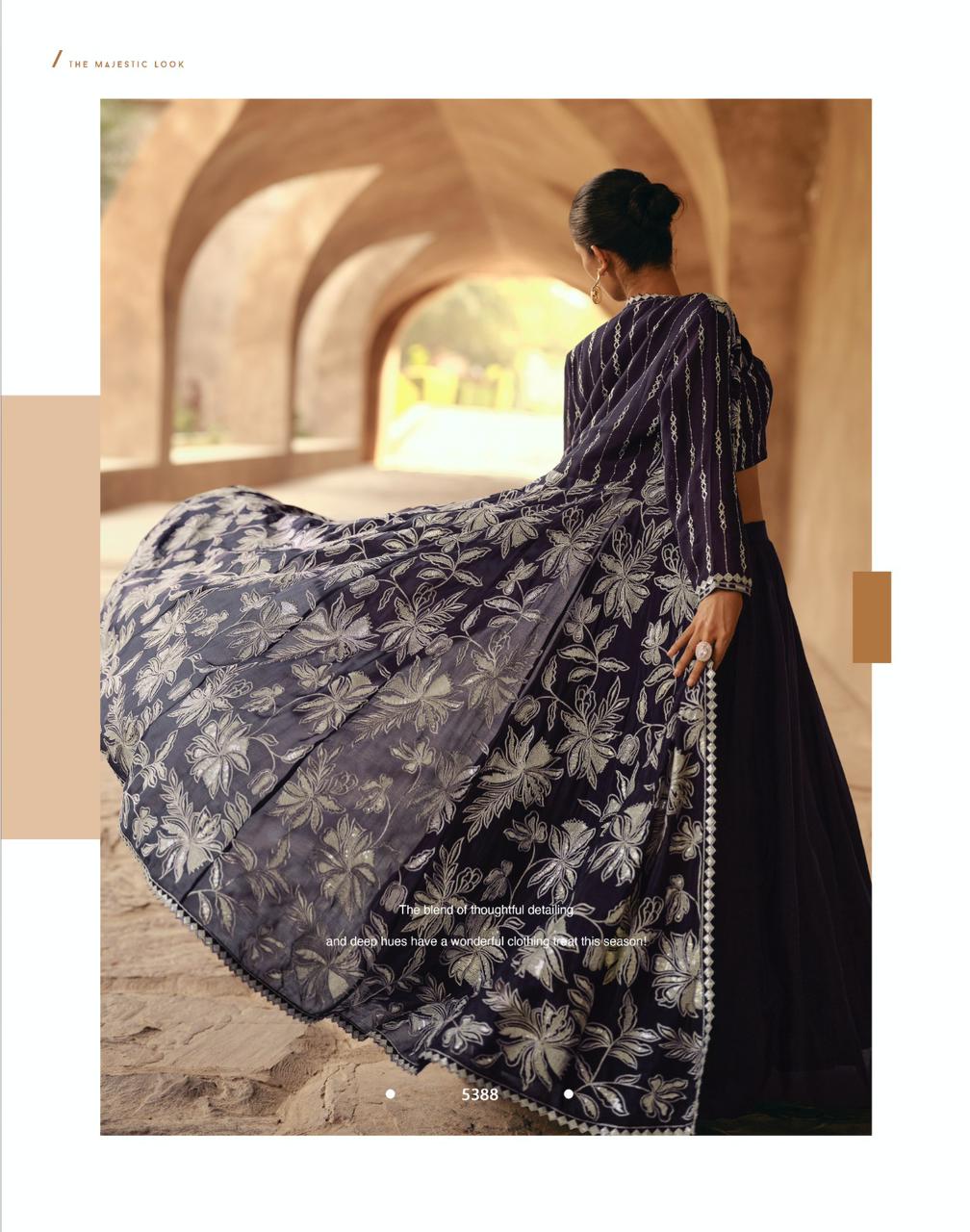 Sayuri Jewel Chinno Silk Real Georgette Wedding Wear Gown Catalog
